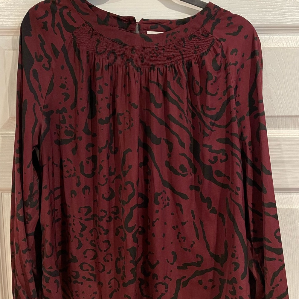 Ava & Viv Animal Print Maroon Blouse size 1X